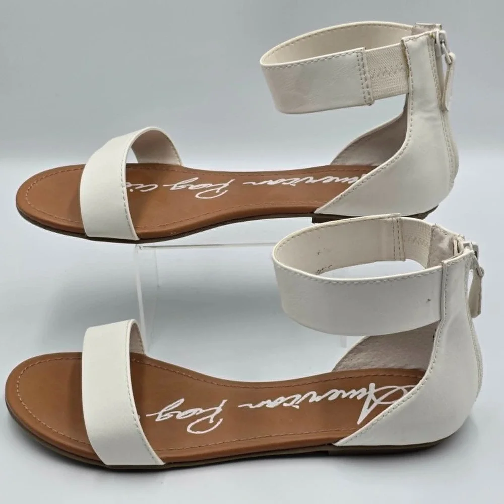 American Rag Akeley Open Toe Casual Ankle Strap White Sandals Womens Size 7.5W